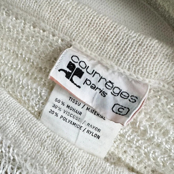 White Crew Neck Sweater with Ribbed Cuffs - Picture 7 of 8